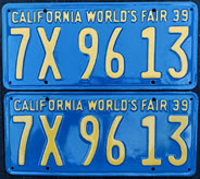 1939 California License Plates