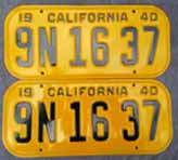 1940 California License Plates