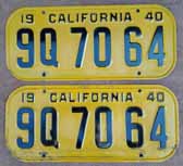 1940 California License Plates