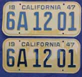 1947 California License Plates