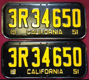 1951 California License Plates